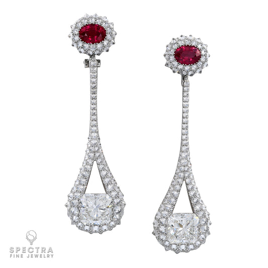 Spectra Fine Jewelry Diamond Burmese Ruby Drop Earrings