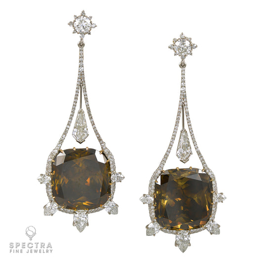 Spectra Fine Jewelry Yellow Brown Fancy Diamond Drop Earrings