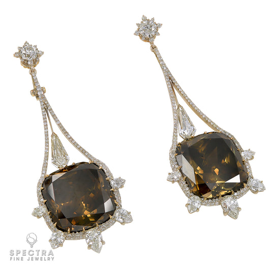 Spectra Fine Jewelry Yellow Brown Fancy Diamond Drop Earrings