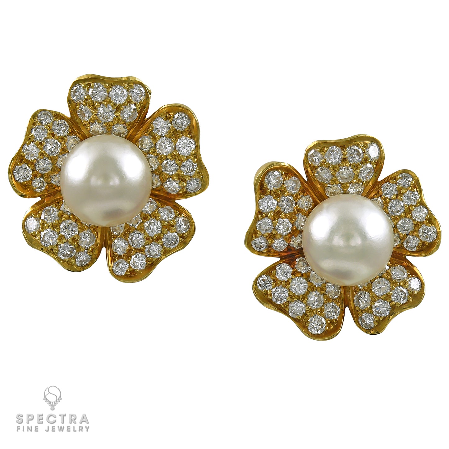 Van Cleef & Arpels Vintage Diamond Pearl Cosmos Earrings
