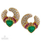 Bulgari Vintage Emerald Ruby Diamond Crescent Earrings