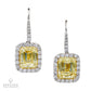 Contemporary Emerald Cut Yellow Diamond Halo Drop Earrings