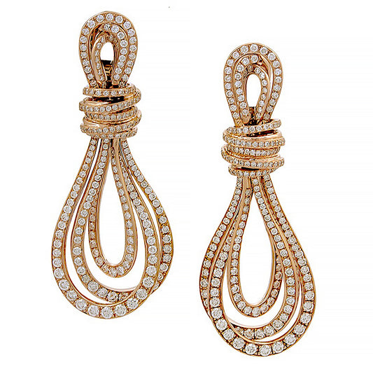 Spectra Fine Jewelry Diamond and Rose Gold Rope Earrings (Large)