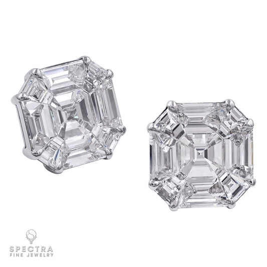 Spectra Fine Jewelry Illusion Ascher Diamond Stud Earrings 10.74ct
