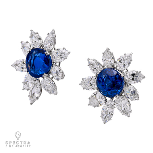 Harry Winston Jacques Timey Vintage Sapphire Diamond Cluster Stud Earrings
