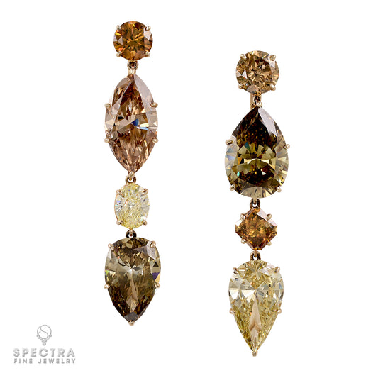 Spectra Fine Jewelry 61.20 Carat Fancy Colored Diamond Drop Earrings