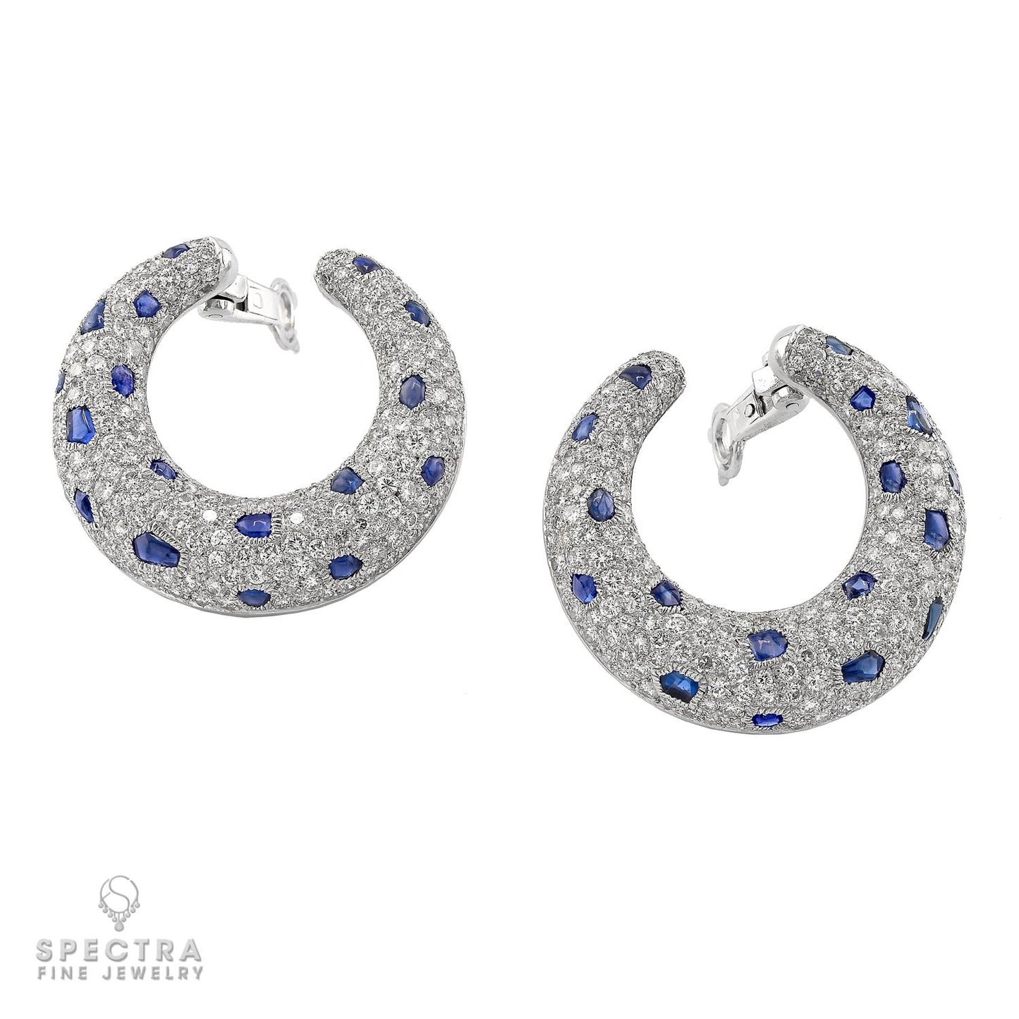 Cartier 'Panthère' Sapphire and Diamond Ear Clips - Large