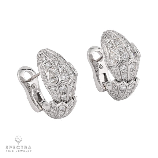 Bulgari Diamond Serpenti Earrings in 18k White Gold
