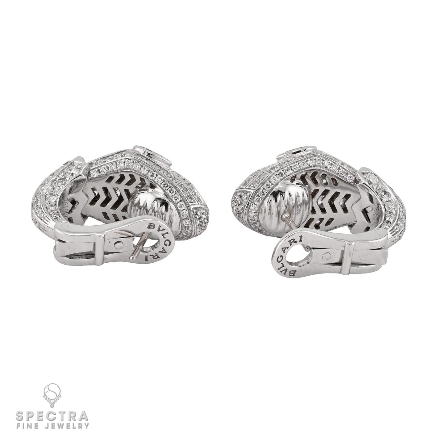 Bulgari Diamond Serpenti Earrings in 18k White Gold