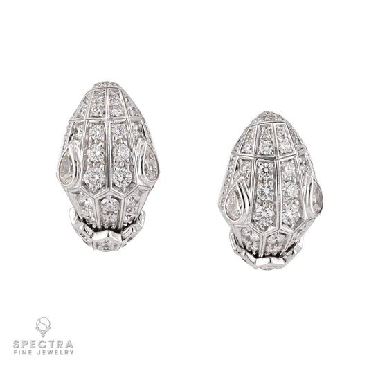 Bulgari Diamond Serpenti Earrings in 18k White Gold