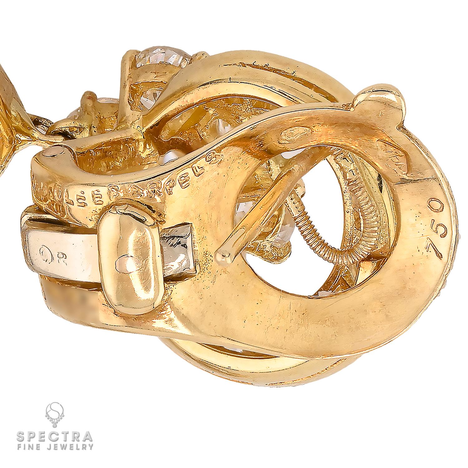 Van Cleef & Arpels 'Valenciennes' Diamond Drop Earrings in 18K Yellow Gold