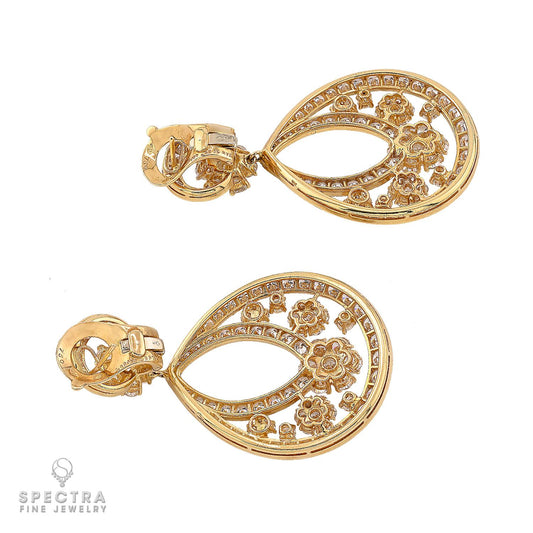 Van Cleef & Arpels 'Valenciennes' Diamond Drop Earrings in 18K Yellow Gold