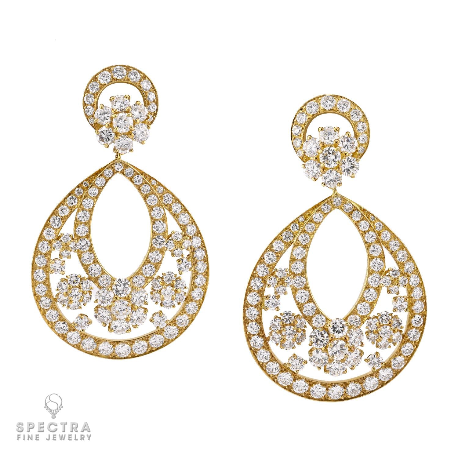 Van Cleef & Arpels 'Valenciennes' Diamond Drop Earrings in 18K Yellow Gold