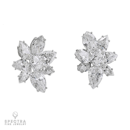 40.22 cts. Diamond Cluster Earrings in Platinum & 18K Gold