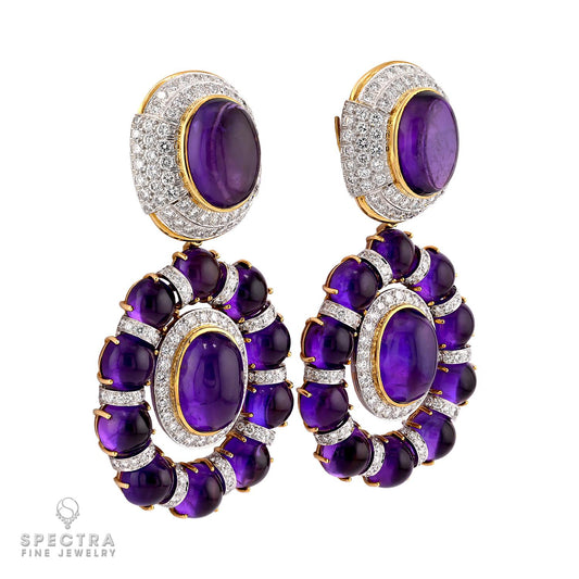 David Webb Amethyst & Diamond Convertible Pendant Earrings