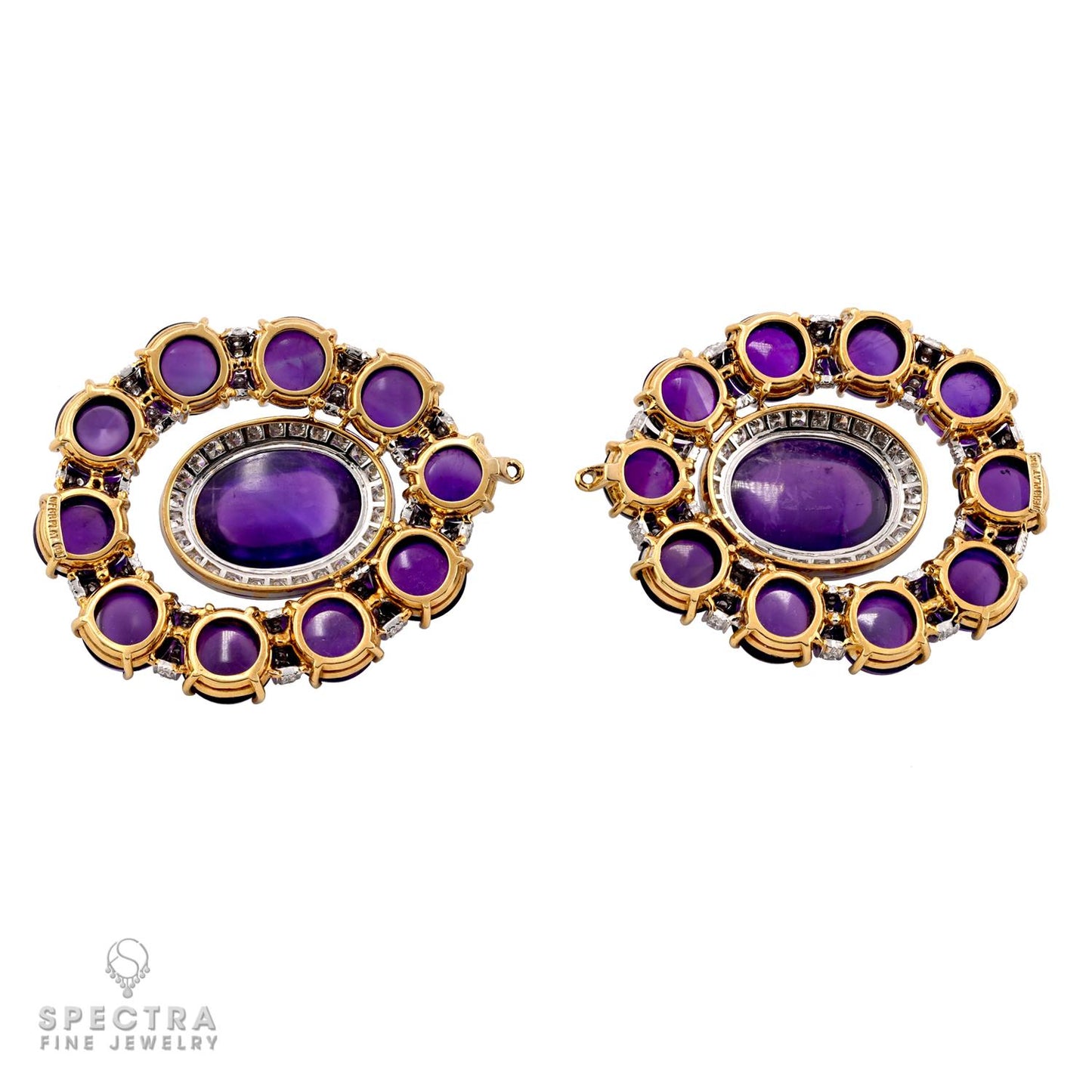Detachable amethyst and diamond oval drops from David Webb earrings
