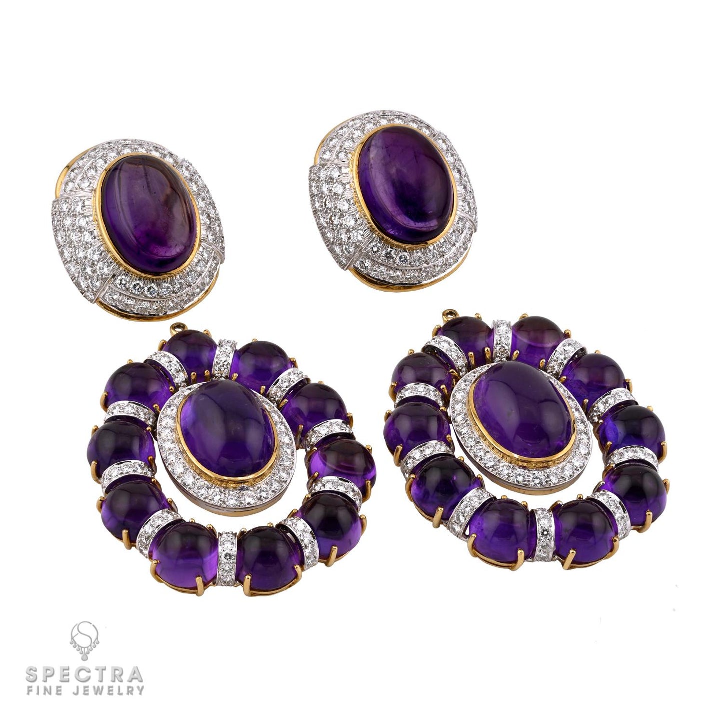 David Webb Amethyst & Diamond Convertible Pendant Earrings