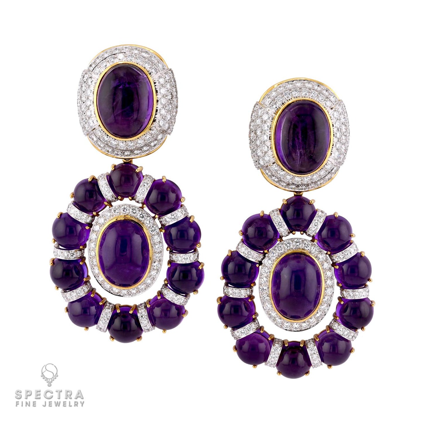 David Webb Amethyst & Diamond Convertible Pendant Earrings