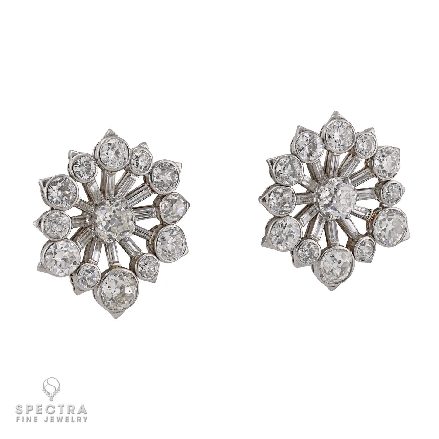 Side view showing clip backs of VCA diamond starburst earrings.