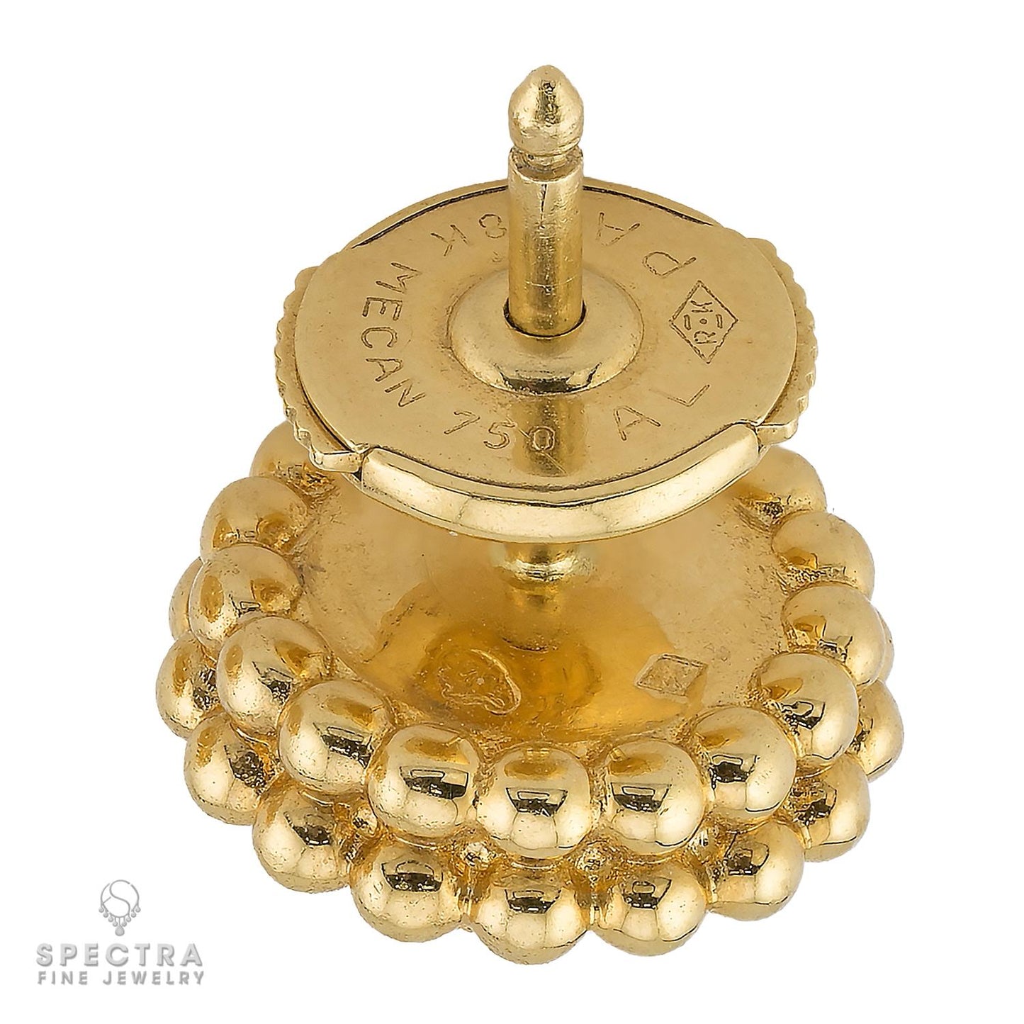 Van Cleef & Arpels Perlee Diamond Stud Earrings, 18K Yellow Gold