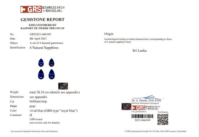 Spectra Fine Jewelry GRS Certified 28.52 Carat Sapphire Diamond Earrings