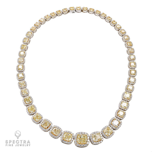 59.66cts Total Yellow & White Diamond Riviera Necklace