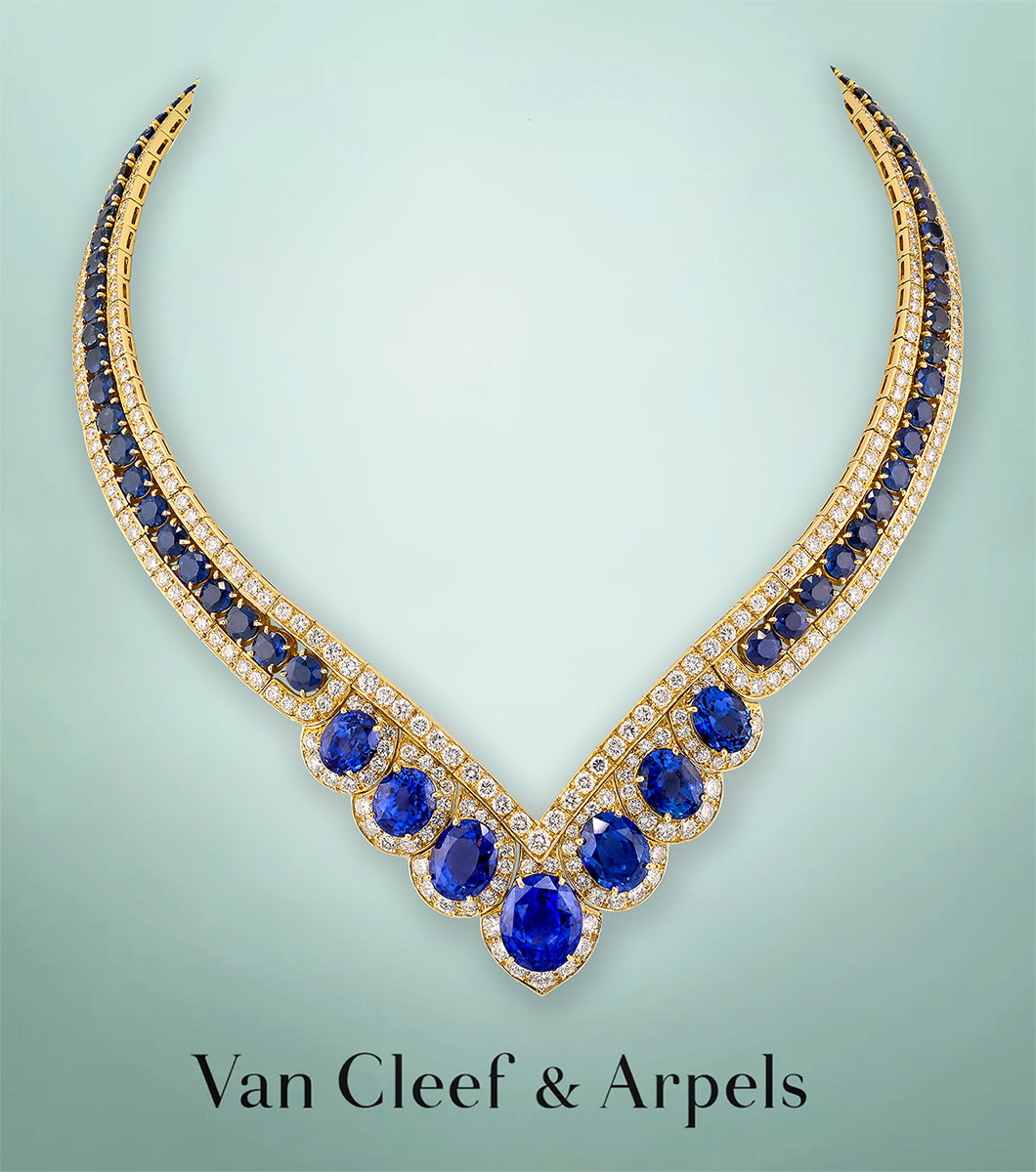 Van Cleef & Arpels Sapphire and Diamond Necklace in 18K Yellow Gold