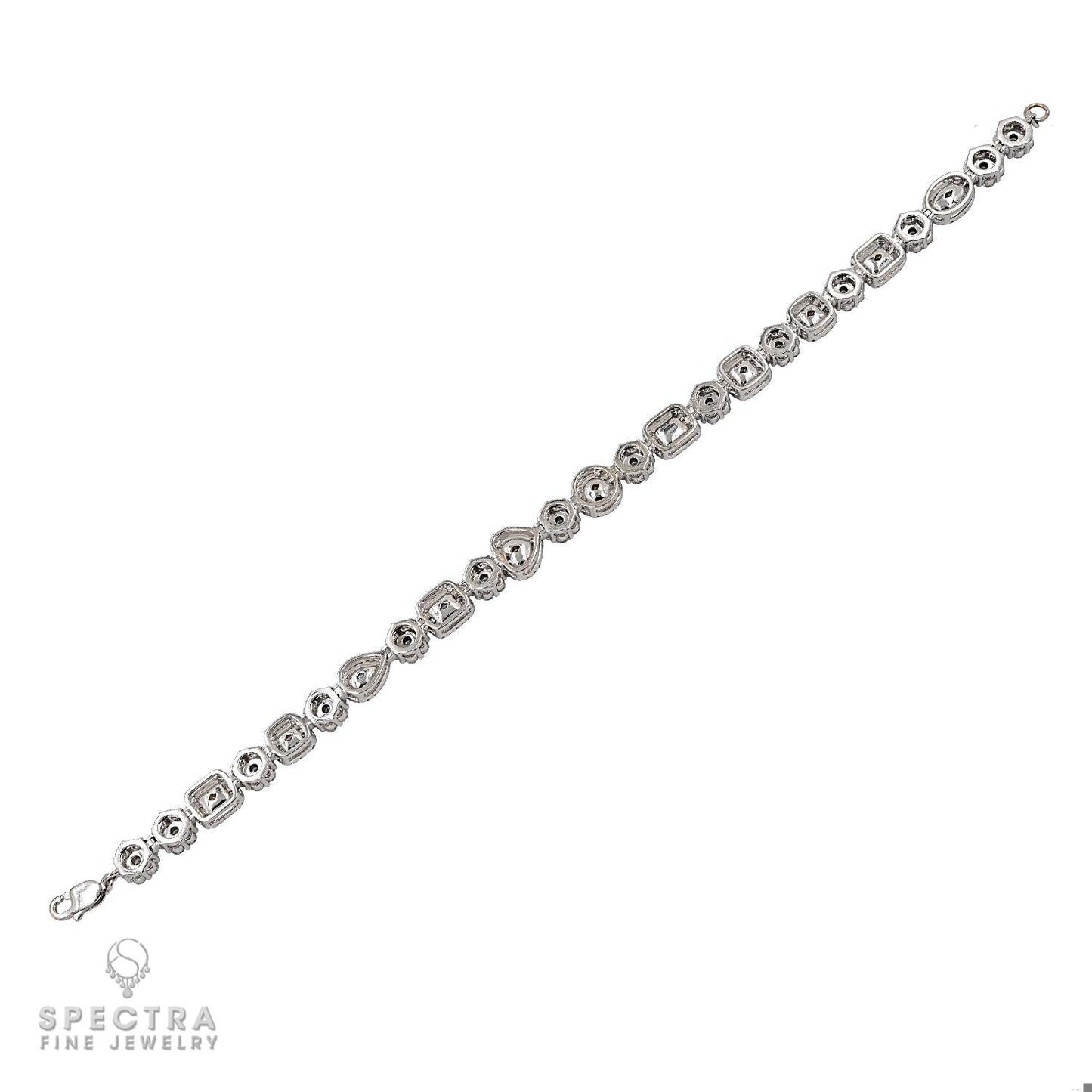 Multicolored Diamond Line Bracelet in 18kt White Gold
