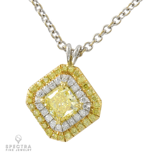 Elegant Fancy Yellow Diamond Pendant Necklace by Spectra Fine Jewelry - GIA Certified, 18kt Gold