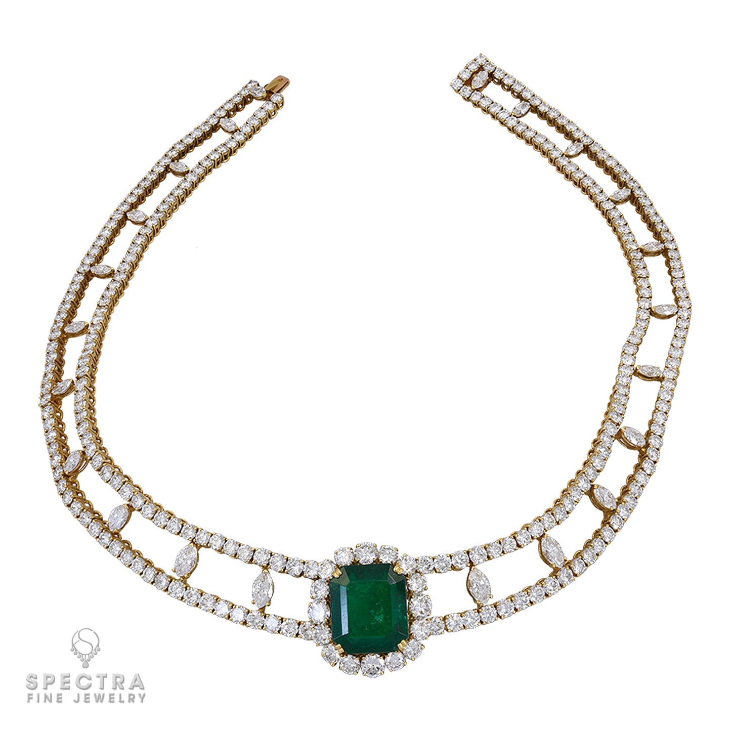 Vassort Vintage Jewelry: Colombian Emerald & Diamond Bib Necklace