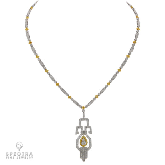 Contemporary Art Deco Diamond Lavalier Necklace