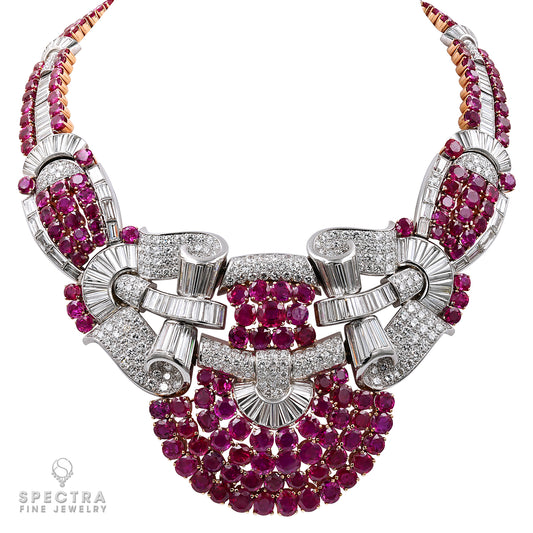 Captivating Burmese Ruby Necklace with Diamond Accents