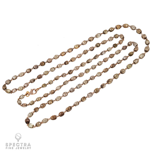 Captivating Briolette Diamond 18K Rose Gold Long Chain Necklace by Spectra Fine Jewelry
