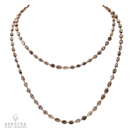 Captivating Briolette Diamond 18K Rose Gold Long Chain Necklace by Spectra Fine Jewelry