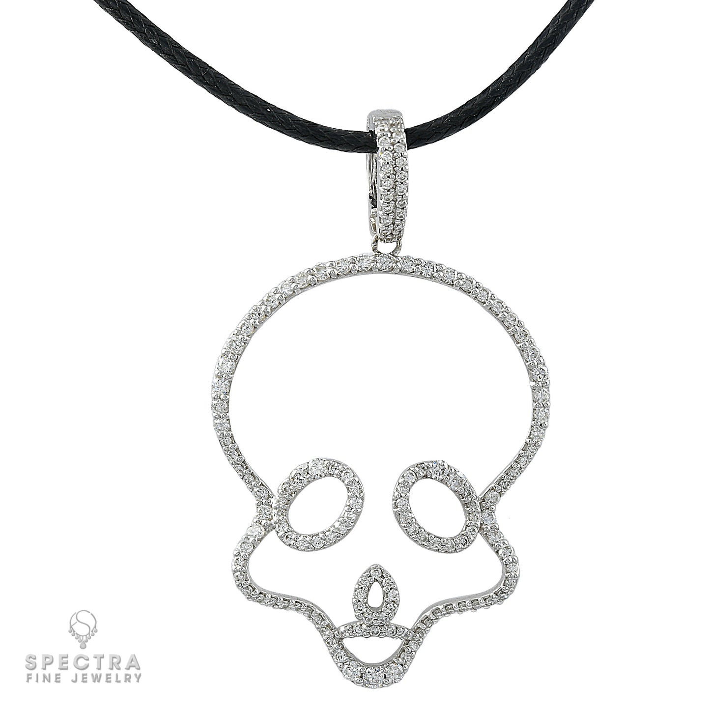 Adamas Diamond Skull Wire Pendant Necklace