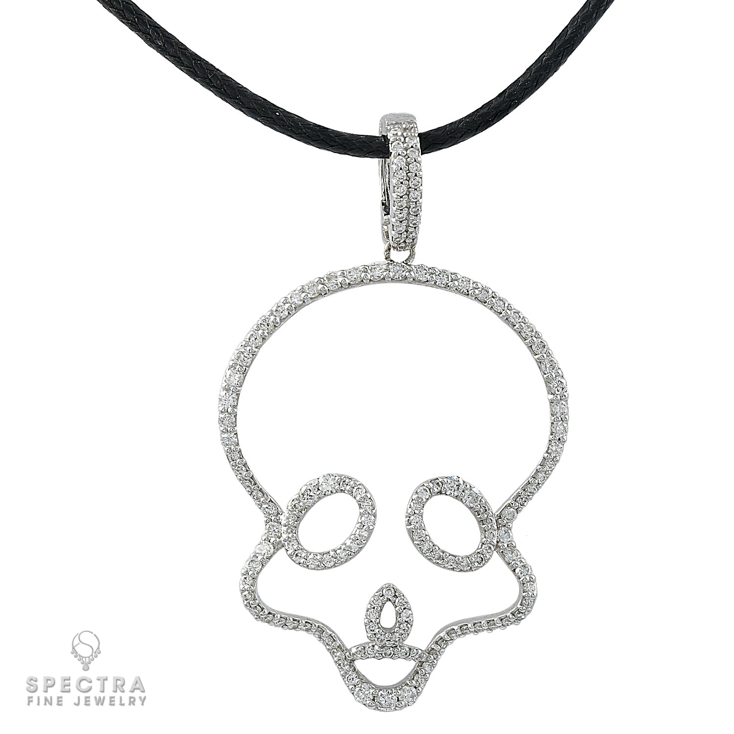 Adamas Diamond Skull Wire Pendant Necklace