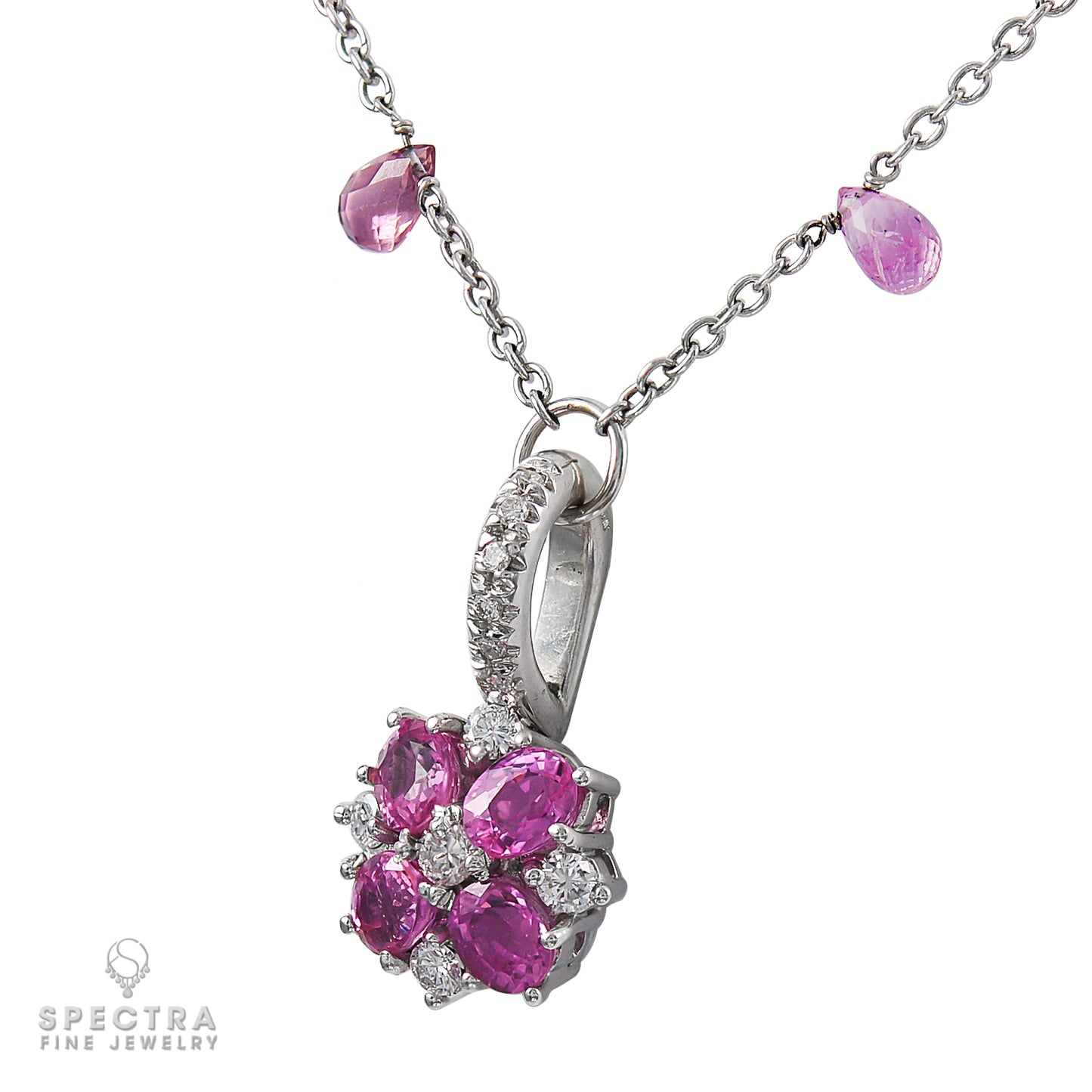 Adamas Jewelry: Pink Sapphire & Diamond Pendant Necklace