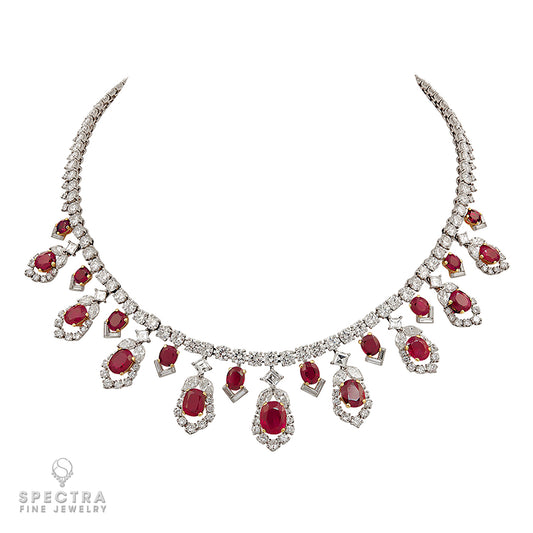 Cartier Vintage Mid-Century Burmese Ruby Bib Necklace