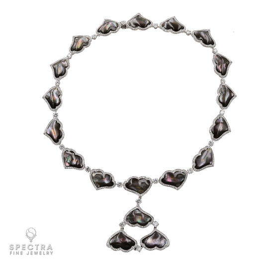 Radiant Reflections: Ambrosi Mother-of-Pearl Diamond Necklace