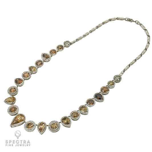 Contemporary Champagne Gradient Diamond Matinee Necklace