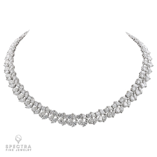 Contemporary Diamond Cluster Eternity Collar Necklace