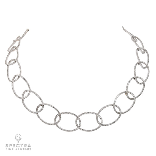 Contemporary Diamond Pave Link Collar Necklace