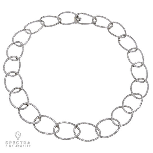 Contemporary Diamond Pave Link Collar Necklace
