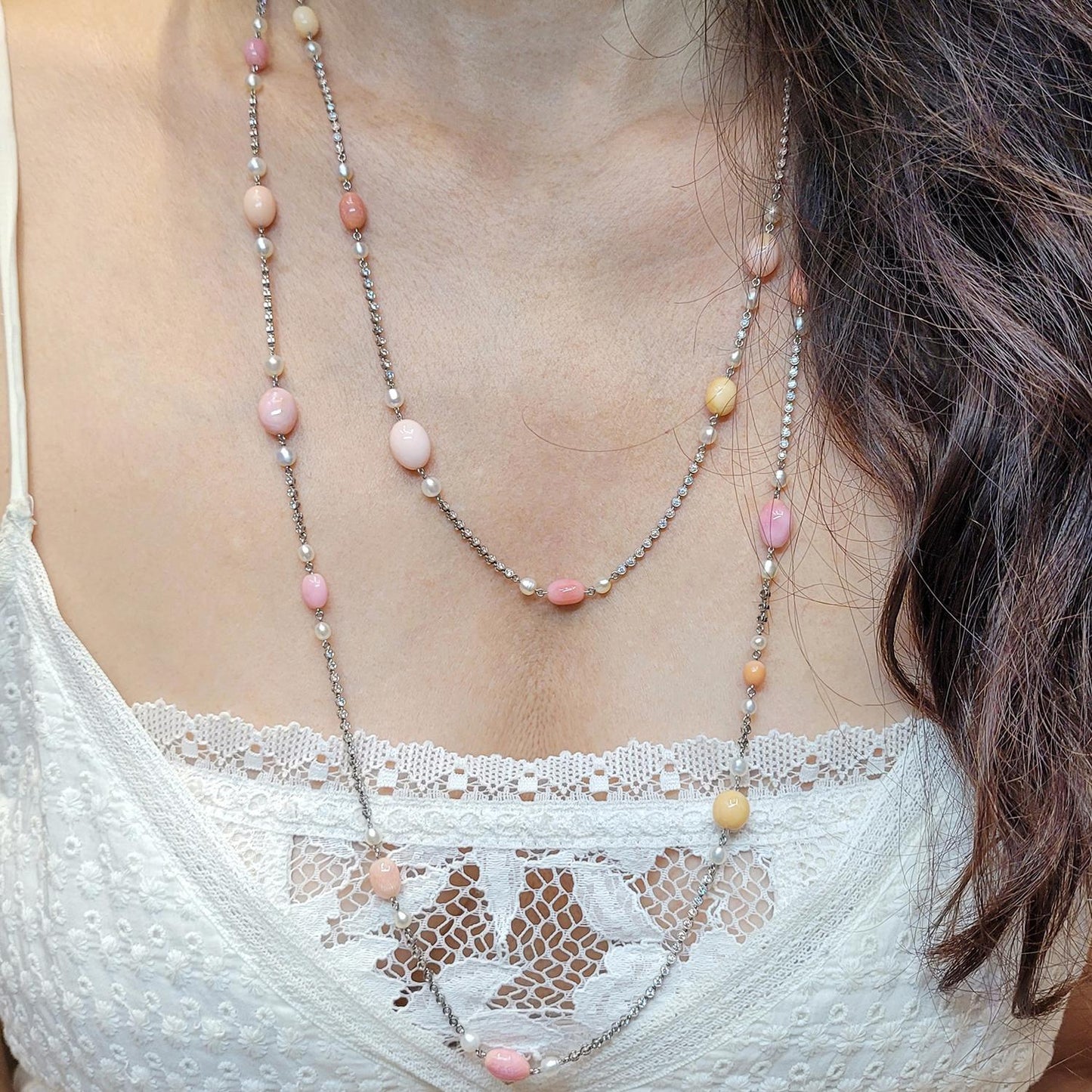 Conch Pearl Diamond Necklace by Spectra Fine Jewelry