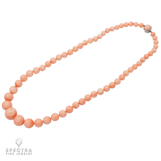 Coral Symphony: Angel Skin Graduating Coral Bead Necklace