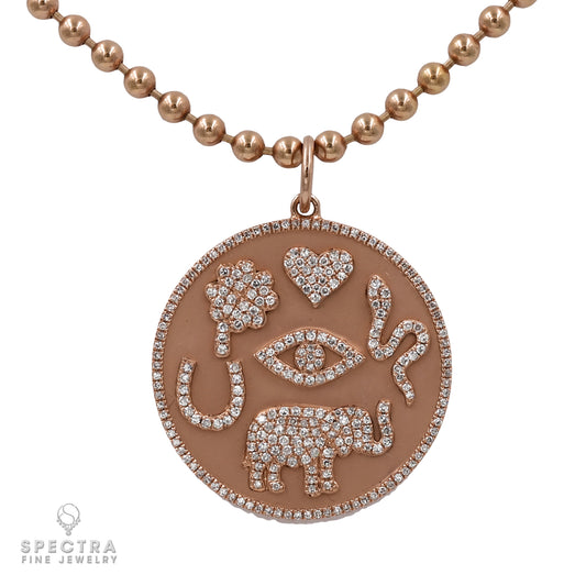 Radiant 14k Rose Gold Pendant Necklace with Pave Diamonds | Exquisite Jewelry for Every Occasion