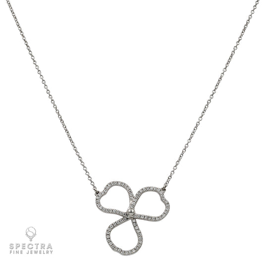 Tiffany and Co. Paper Flowers Platinum and Diamond Pendant Necklace