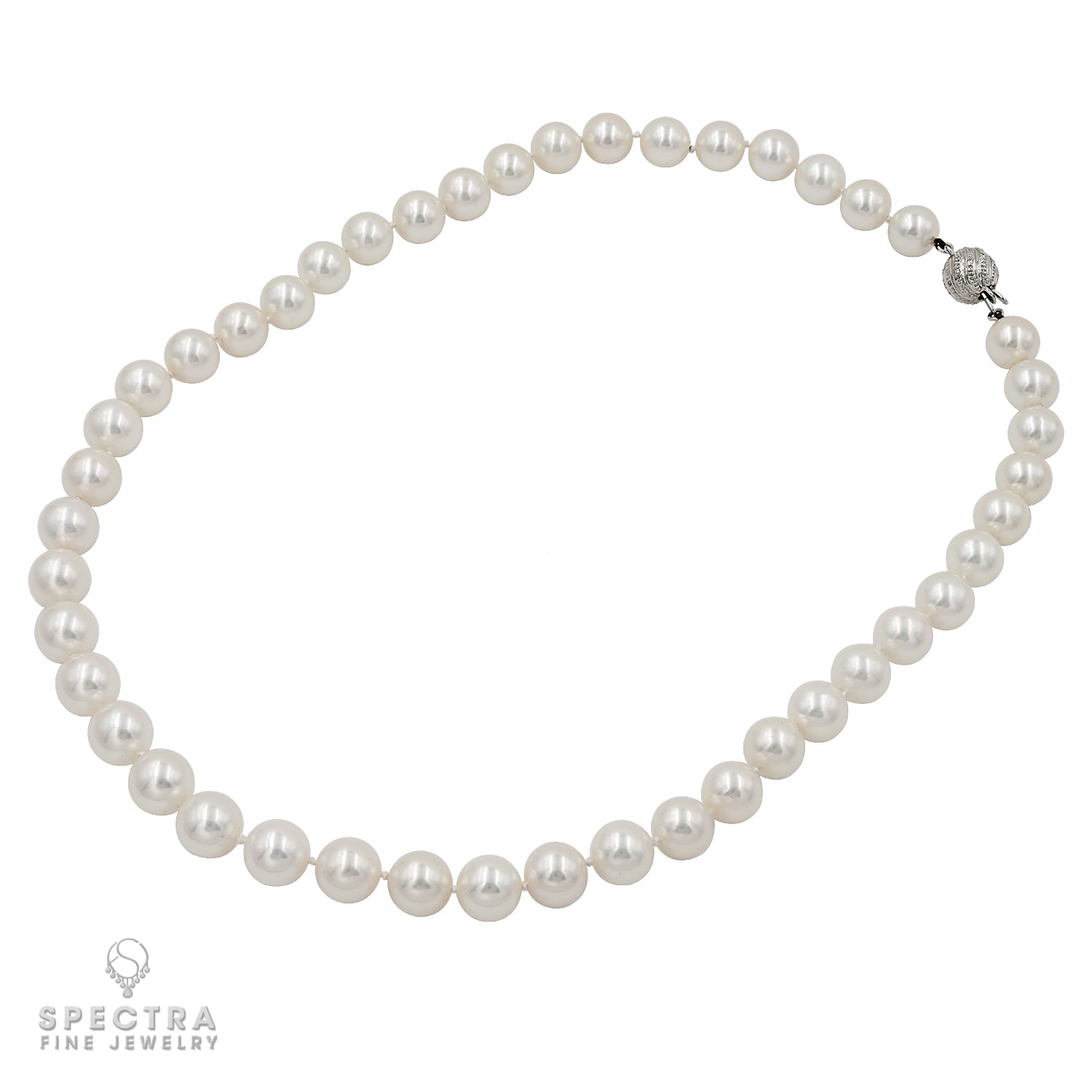 Exquisite 45 South Sea Pearl Bead Necklace with 14k White Gold Clasp and Diamonds - Shop Now!