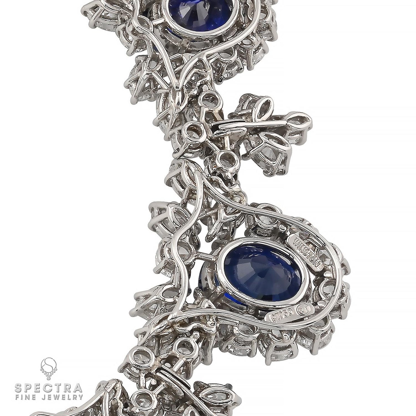 Harry Winston 32.63 cts. Ceylon Sapphire Diamond Platinum Necklace