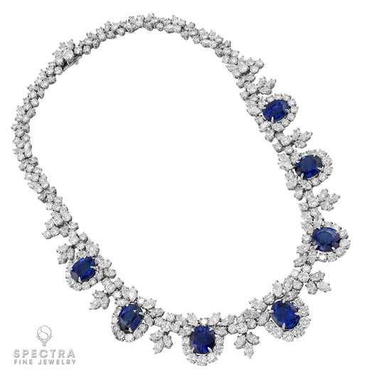 Harry Winston 32.63 cts. Sapphire Diamond Platinum Necklace